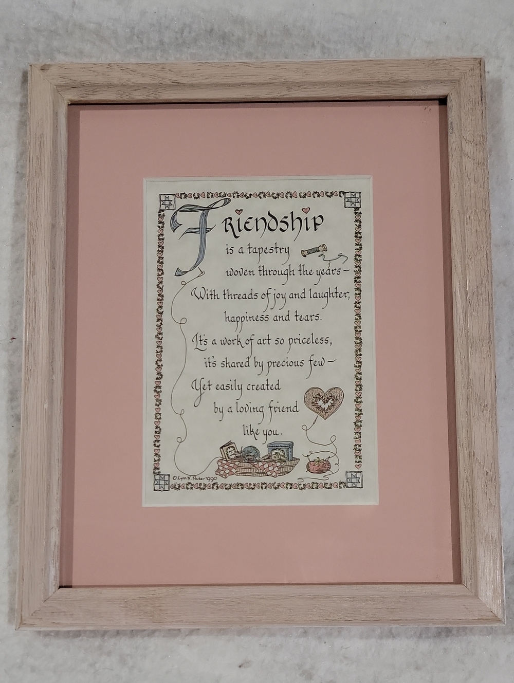 Friendship Poem Framed Wall Art - Pink Mat